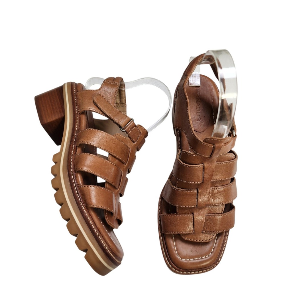 Bernardo Womens Sasha Strappy Slingback Sandal Size 9 Brown Leather Fisherman